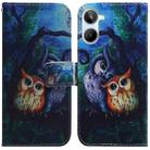 For Realme 10 4G Coloured Drawing Flip Leather Phone Case(Oil Painting Owl) - 1