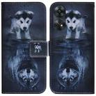 For OPPO Reno8 T 4G Coloured Drawing Flip Leather Phone Case(Wolf and Dog) - 1