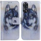 For OPPO Reno8 T 4G Coloured Drawing Flip Leather Phone Case(White Wolf) - 1