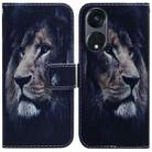 For OPPO Reno8 T 5G / A1 Pro 5G Coloured Drawing Flip Leather Phone Case(Lion) - 1