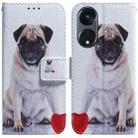 For OPPO Reno8 T 5G / A1 Pro 5G Coloured Drawing Flip Leather Phone Case(Pug) - 1