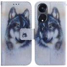 For OPPO Reno8 T 5G / A1 Pro 5G Coloured Drawing Flip Leather Phone Case(White Wolf) - 1