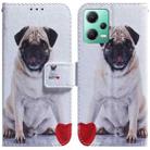 For Xiaomi Redmi Note 12 5G Coloured Drawing Flip Leather Phone Case(Pug) - 1