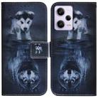 For Xiaomi Redmi Note 12 Pro 5G Coloured Drawing Flip Leather Phone Case(Wolf and Dog) - 1