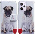 For Xiaomi Redmi Note 12 Pro 5G Coloured Drawing Flip Leather Phone Case(Pug) - 1