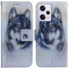 For Xiaomi Redmi Note 12 Pro 5G Coloured Drawing Flip Leather Phone Case(White Wolf) - 1