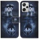 For Xiaomi Redmi Note 12 Pro+ Coloured Drawing Flip Leather Phone Case(Wolf and Dog) - 1