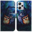 For Xiaomi Redmi Note 12 Pro+ Coloured Drawing Flip Leather Phone Case(Oil Painting Owl) - 1