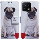 For Xiaomi 13 5G Coloured Drawing Flip Leather Phone Case(Pug) - 1