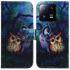 For Xiaomi 13 Pro 5G Coloured Drawing Flip Leather Phone Case(Oil Painting Owl) - 1