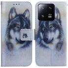For Xiaomi 13 Pro 5G Coloured Drawing Flip Leather Phone Case(White Wolf) - 1