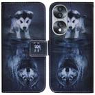 For Honor 70 Coloured Drawing Flip Leather Phone Case(Wolf and Dog) - 1