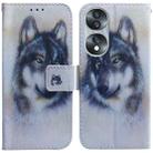 For Honor 70 Coloured Drawing Flip Leather Phone Case(White Wolf) - 1