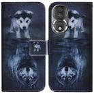 For Honor 80 Coloured Drawing Flip Leather Phone Case(Wolf and Dog) - 1