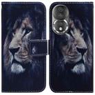 For Honor 80 Coloured Drawing Flip Leather Phone Case(Lion) - 1