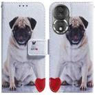 For Honor 80 Coloured Drawing Flip Leather Phone Case(Pug) - 1