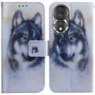 For Honor 80 Coloured Drawing Flip Leather Phone Case(White Wolf) - 1