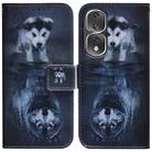 For Honor 80 Pro Coloured Drawing Flip Leather Phone Case(Wolf and Dog) - 1