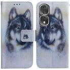 For Honor 80 Pro Coloured Drawing Flip Leather Phone Case(White Wolf) - 1