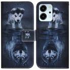 For Honor 80 SE Coloured Drawing Flip Leather Phone Case(Wolf and Dog) - 1