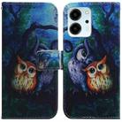 For Honor 80 SE Coloured Drawing Flip Leather Phone Case(Oil Painting Owl) - 1