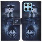 For Honor X8 5G Coloured Drawing Flip Leather Phone Case(Wolf and Dog) - 1