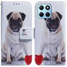 For Honor X8 5G Coloured Drawing Flip Leather Phone Case(Pug) - 1