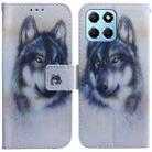 For Honor X8 5G Coloured Drawing Flip Leather Phone Case(White Wolf) - 1