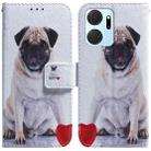 For Honor X7A Coloured Drawing Flip Leather Phone Case(Pug) - 1