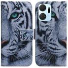 For Honor X7A Coloured Drawing Flip Leather Phone Case(Tiger) - 1