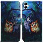 For Samsung Galaxy A04e / F04 / M04 Coloured Drawing Flip Leather Phone Case(Oil Painting Owl) - 1