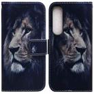 For Sony Xperia 1 IV 2023 Coloured Drawing Flip Leather Phone Case(Lion) - 1