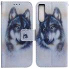For Sony Xperia 10 IV 2023 Coloured Drawing Flip Leather Phone Case(White Wolf) - 1