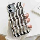 For iPhone 14 Plating 3D Water Wave Texture Phone Case(Silver) - 1