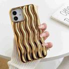 For iPhone 14 Plus Plating 3D Water Wave Texture Phone Case(Gold) - 1