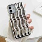 For iPhone 14 Plus Plating 3D Water Wave Texture Phone Case(Silver) - 1