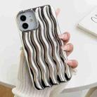 For iPhone 13 Plating 3D Water Wave Texture Phone Case(Silver) - 1