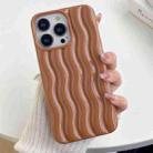 For iPhone 14 Pro Max Varnishing 3D Water Wave Texture Phone Case(Brown) - 1