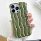 For iPhone 14 Pro Max Varnishing 3D Water Wave Texture Phone Case(Olive Green) - 1