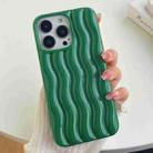 For iPhone 14 Pro Max Varnishing 3D Water Wave Texture Phone Case(Dark Green) - 1