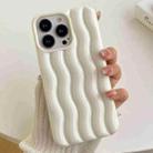 For iPhone 14 Pro Max Varnishing 3D Water Wave Texture Phone Case(White) - 1