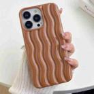 For iPhone 14 Pro Varnishing 3D Water Wave Texture Phone Case(Brown) - 1