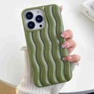 For iPhone 14 Pro Varnishing 3D Water Wave Texture Phone Case(Olive Green) - 1