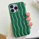 For iPhone 14 Plus Varnishing 3D Water Wave Texture Phone Case(Dark Green) - 1