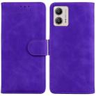 For Motorola Moto G13 / G23 / G53 Skin Feel Pure Color Flip Leather Phone Case(Purple) - 1