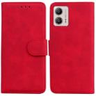 For Motorola Moto G13 / G23 / G53 Skin Feel Pure Color Flip Leather Phone Case(Red) - 1