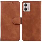 For Motorola Moto G13 / G23 / G53 Skin Feel Pure Color Flip Leather Phone Case(Brown) - 1