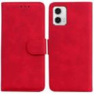 For Motorola Moto G73 Skin Feel Pure Color Flip Leather Phone Case(Red) - 1