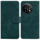 For OnePlus 11 Skin Feel Pure Color Flip Leather Phone Case(Green) - 1