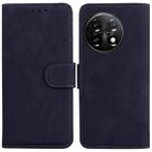 For OnePlus 11 Skin Feel Pure Color Flip Leather Phone Case(Black) - 1